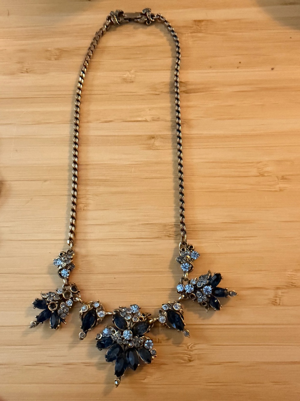 Vintage Hollycraft 1952 Navy & Light blue Rhinestone Necklace